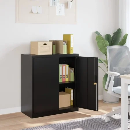 Aktenschrank aus schwarzem Stahl 79x40x90 cm von vidaXL, Aktenschränke - Ref: Foro24-339734, Preis: 145,97 €, Rabatt: %