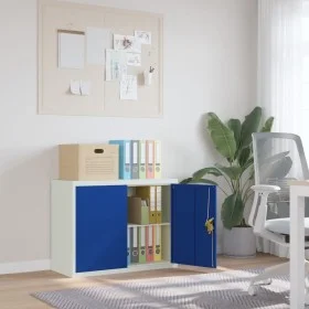 Light gray and blue steel filing cabinet 90x40x70 cm by vidaXL, Filing cabinets - Ref: Foro24-339726, Price: 150,27 €, Discou...