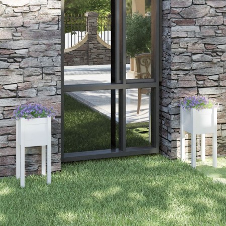 Jardineras 2 uds madera maciza de pino blanco 31x31x70 cm en Maceteros y jardineras | Comprar online en Foro24