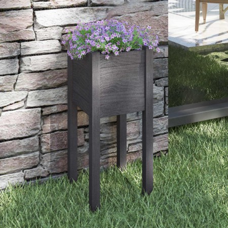 Jardinera de madera maciza de pino gris 31x31x70 cm en Maceteros y jardineras | Comprar online en Foro24