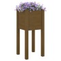 Jardinera de madera maciza de pino marrón miel 31x31x70 cm