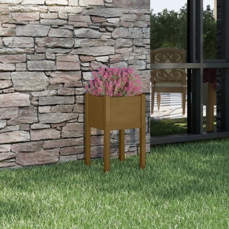 Jardinera de madera maciza de pino marrón miel 40x40x70 cm en Maceteros y jardineras | Comprar online en Foro24