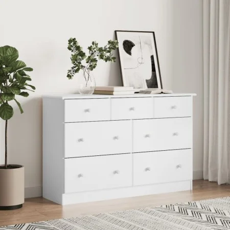 Kommode ALTA aus massivem weißem Kiefernholz 112x35x73 cm von vidaXL, Schubladen - Ref: Foro24-353920, Preis: 236,03 €, Rabat...