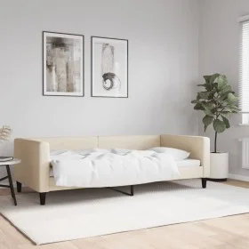 Cream fabric sofa bed 90x200 cm by vidaXL, Beds and slatted bases - Ref: Foro24-353987, Price: 182,77 €, Discount: %