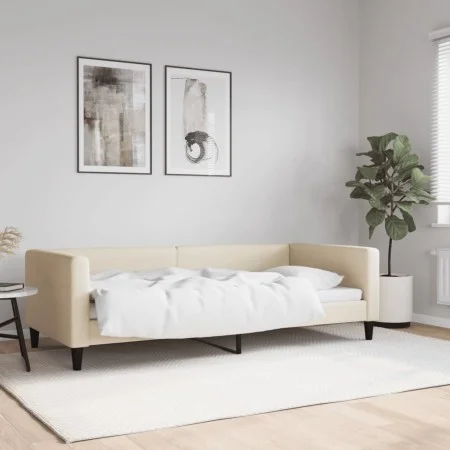Cream fabric sofa bed 90x200 cm by vidaXL, Beds and slatted bases - Ref: Foro24-353987, Price: 182,77 €, Discount: %