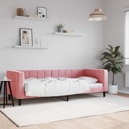 Pink velvet sofa bed 80x200 cm by vidaXL, Beds and slatted bases - Ref: Foro24-354004, Price: 198,11 €, Discount: %