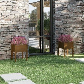 Jardineras 2 uds madera maciza de pino marrón miel 50x50x70 cm Jardineras 2 uds madera maciza de pino marrón miel 50x50x70 cm