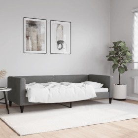 Sofá cama tela gris oscuro 80x200 cm