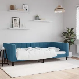 Blaues Samtschlafsofa 100x200 cm von vidaXL, Betten und Lattenroste - Ref: Foro24-354014, Preis: 194,33 €, Rabatt: %