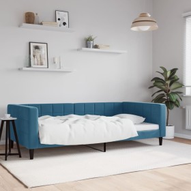 Blue velvet sofa bed 100x200 cm by vidaXL, Beds and slatted bases - Ref: Foro24-354014, Price: 199,11 €, Discount: %