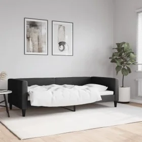 Black fabric sofa bed 90x200 cm by vidaXL, Beds and slatted bases - Ref: Foro24-353985, Price: 183,57 €, Discount: %
