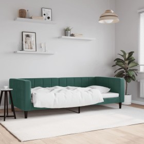 Dark green velvet sofa bed 90x200 cm by vidaXL, Beds and slatted bases - Ref: Foro24-354010, Price: 188,59 €, Discount: %