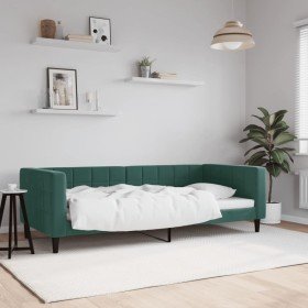 Sofá cama terciopelo verde oscuro 90x200 cm