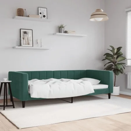 Sofá cama terciopelo verde oscuro 90x200 cm de vidaXL, Camas y somieres - Ref: Foro24-354010, Precio: 185,12 €, Descuento: %