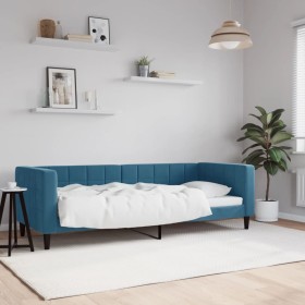 Blue velvet sofa bed 80x200 cm by vidaXL, Beds and slatted bases - Ref: Foro24-354000, Price: 183,97 €, Discount: %