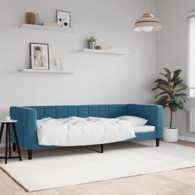 Sofá cama terciopelo azul 80x200 cm
