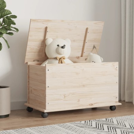 Storage trunk with wheels ALTA solid wood 73x39.5x44 cm by vidaXL, Storage trunks - Ref: Foro24-353927, Price: 90,62 €, Disco...