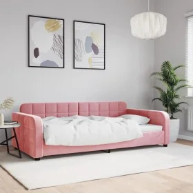 Rosafarbenes Samtschlafsofa 100x200 cm von vidaXL, Betten und Lattenroste - Ref: Foro24-354068, Preis: 199,96 €, Rabatt: %