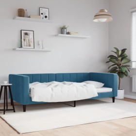 Blue velvet sofa bed 90x200 cm by vidaXL, Beds and slatted bases - Ref: Foro24-354007, Price: 187,62 €, Discount: %