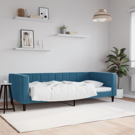 Blaues Samtschlafsofa 90x200 cm von vidaXL, Betten und Lattenroste - Ref: Foro24-354007, Preis: 187,53 €, Rabatt: %