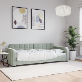 Sofá cama terciopelo gris claro 80x200 cm