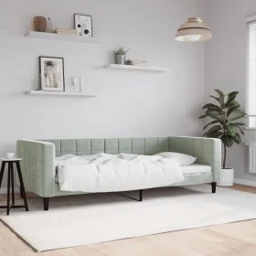 Light gray velvet sofa bed 90x200 cm by vidaXL, Beds and slatted bases - Ref: Foro24-354008, Price: 189,20 €, Discount: %