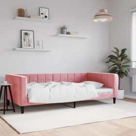 Sofá cama terciopelo rosa 100x200 cm