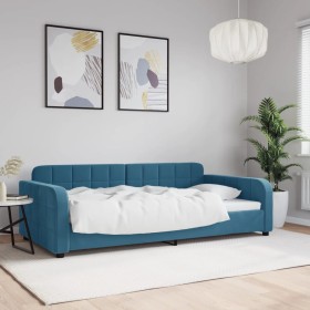 Blue velvet sofa bed 100x200 cm by vidaXL, Beds and slatted bases - Ref: Foro24-354064, Price: 202,54 €, Discount: %