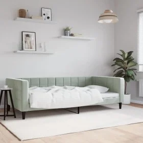 Hellgraues Samtschlafsofa 100x200 cm von vidaXL, Betten und Lattenroste - Ref: Foro24-354015, Preis: 197,22 €, Rabatt: %