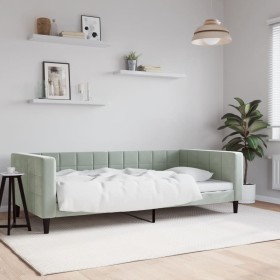 Light gray velvet sofa bed 100x200 cm by vidaXL, Beds and slatted bases - Ref: Foro24-354015, Price: 200,17 €, Discount: %