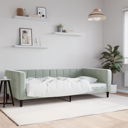 Hellgraues Samtschlafsofa 100x200 cm von vidaXL, Betten und Lattenroste - Ref: Foro24-354015, Preis: 200,17 €, Rabatt: %