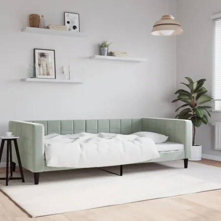 Sofá cama terciopelo gris claro 100x200 cm de vidaXL, Camas y somieres - Ref: Foro24-354015, Precio: 196,83 €, Descuento: %