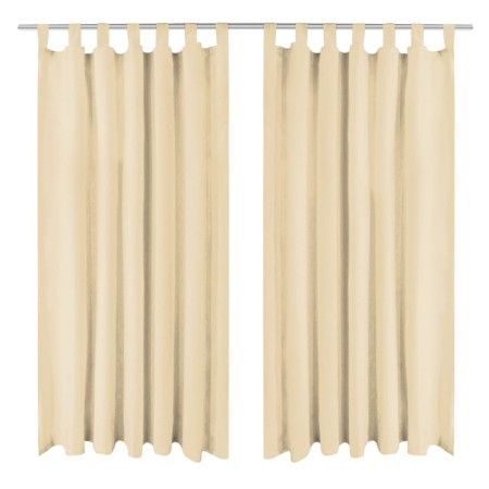 Micro-satin curtains with loops 2 units 140x225 cm beige by vidaXL, Curtains and curtains - Ref: Foro24-132217, Price: 27,07 ...