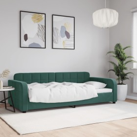 Sofá cama terciopelo verde oscuro 90x200 cm