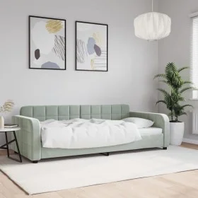 Hellgraues Samtschlafsofa 90x200 cm von vidaXL, Betten und Lattenroste - Ref: Foro24-354058, Preis: 189,72 €, Rabatt: %