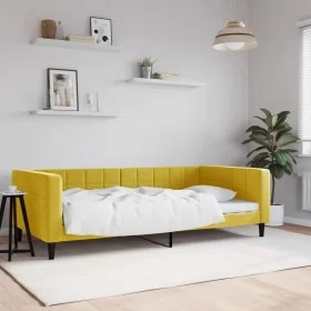 Sofá cama terciopelo amarillo 100x200 cm de vidaXL, Camas y somieres - Ref: Foro24-354020, Precio: 186,24 €, Descuento: %