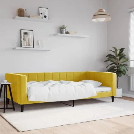 Gelbes Samtschlafsofa 100x200 cm von vidaXL, Betten und Lattenroste - Ref: Foro24-354020, Preis: 186,23 €, Rabatt: %