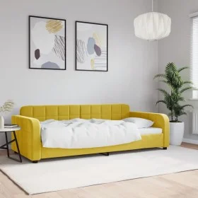 Sofá cama terciopelo amarillo 90x200 cm de vidaXL, Camas y somieres - Ref: Foro24-354063, Precio: 185,00 €, Descuento: %
