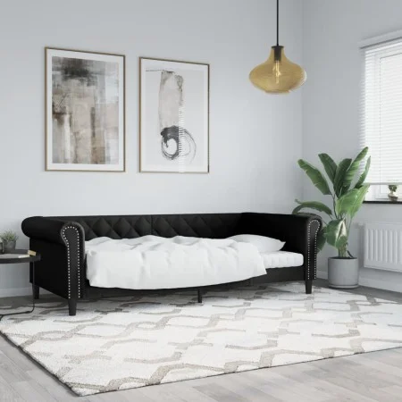 Schwarzes Schlafsofa aus Kunstleder, 90 x 190 cm von vidaXL, Betten und Lattenroste - Ref: Foro24-354234, Preis: 207,22 €, Ra...