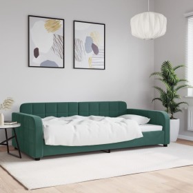 Sofá cama terciopelo verde oscuro 100x200 cm