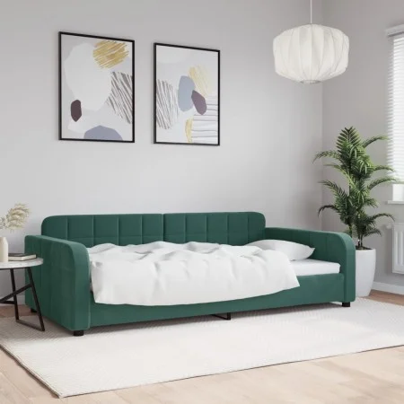 Sofá cama terciopelo verde oscuro 100x200 cm de vidaXL, Camas y somieres - Ref: Foro24-354067, Precio: 197,22 €, Descuento: %