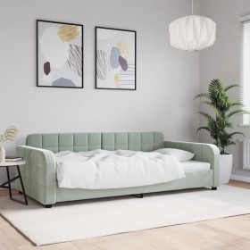 Sofá cama terciopelo gris claro 100x200 cm