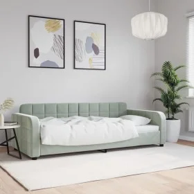 Light gray velvet sofa bed 90x190 cm by vidaXL, Beds and slatted bases - Ref: Foro24-354071, Price: 181,23 €, Discount: %