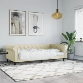 Cream synthetic leather sofa bed 100x200 cm by vidaXL, Beds and slatted bases - Ref: Foro24-354232, Price: 224,31 €, Discount: %