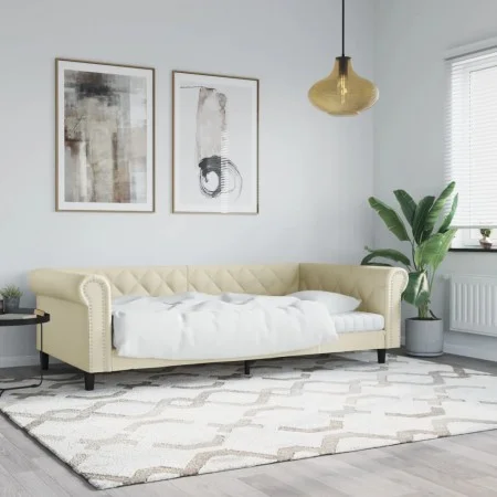 Sofá cama cuero sintético color crema 100x200 cm de vidaXL, Camas y somieres - Ref: Foro24-354232, Precio: 224,27 €, Descuent...