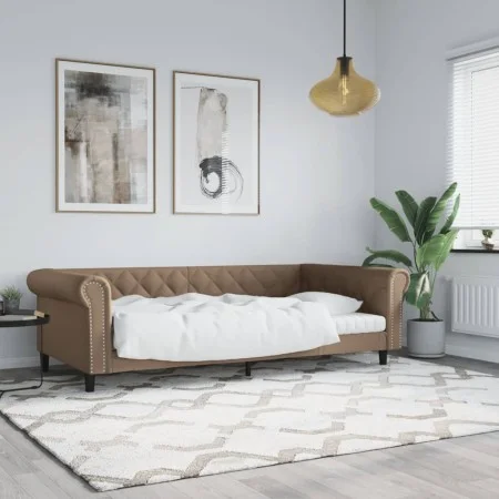 Cappuccino synthetic leather sofa bed 100x200 cm by vidaXL, Beds and slatted bases - Ref: Foro24-354233, Price: 244,86 €, Dis...