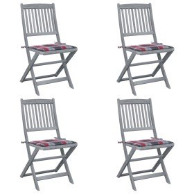 Sillas de jardín plegables 4 uds madera maciza acacia y cojines