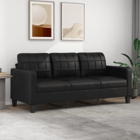 Sofá de 3 plazas de cuero sintético negro 180 cm