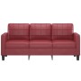 Sofá de 3 plazas de cuero sintético rojo vino 180 cm de vidaXL, Sofás - Ref: Foro24-359125, Precio: 262,72 €, Descuento: %