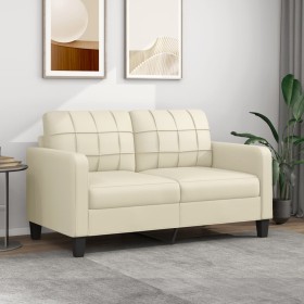 Sofá de 2 plazas de cuero sintético color crema 140 cm